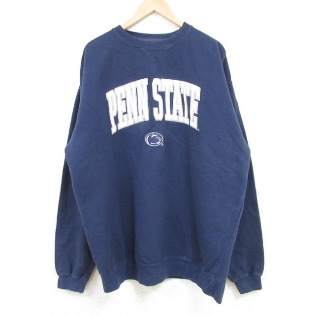 XL★古着 長袖 スウェット メンズ ペンシルベニア 大きいサイズ クルーネック 紺 ネイビー 25feb04 中古 スエット トレーナー トップス