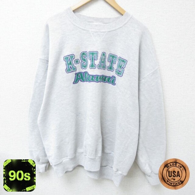 ラッセル 90s 長袖スウェット K STATE グレー メンズXL相当 | 古着