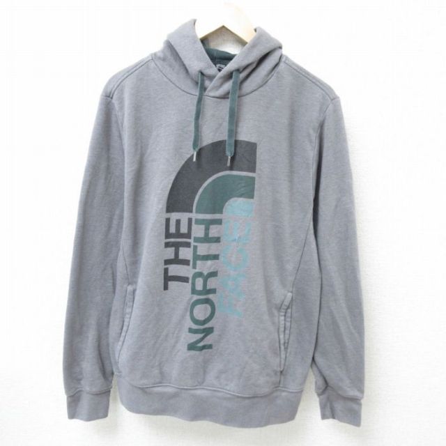 L★古着 ノースフェイス THE NORTH FACE 長袖 スウェット パーカー メンズ ビッグロゴ グレー 25feb05 中古 スエット トレーナー トップス