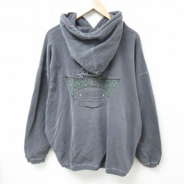 XL★古着 長袖 スウェット パーカー メンズ サーフショップ カリフォルニア 大きいサイズ 濃グレー 25feb05 中古 スエット トレーナー トップス