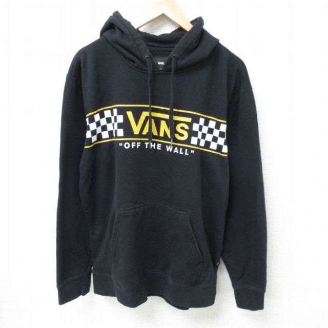 L★古着 バンズ VANS 長袖 スウェット パーカー メンズ 00年代 00s ビッグロゴ 黒 ブラック 25feb05 中古 スエット トレーナー トップス