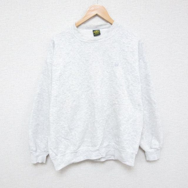 L★古着 オシュコシュ OSHKOSH 長袖 スウェット メンズ 90年代 90s コットン クルーネック USA製 薄グレー 霜降り 25feb07 中古 スエット トレーナー トップス