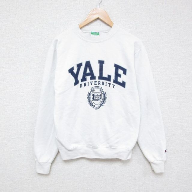 M★古着 チャンピオン Champion 長袖 スウェット メンズ 00年代 00s イェール YALE 大学 クルーネック 白 ホワイト 25feb07 中古 スエット トレーナー トップス