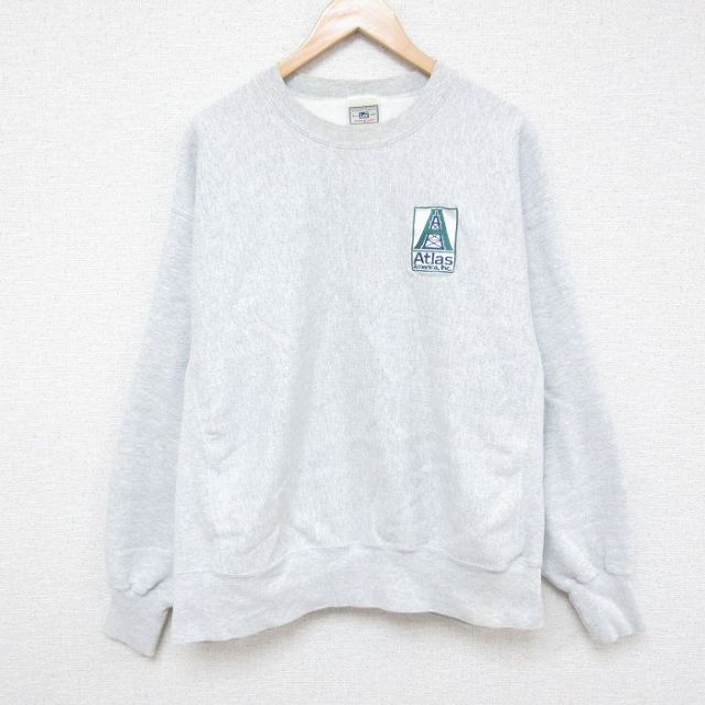 XL★古着 リー Lee 長袖 スウェット メンズ 00年代 00s Atlas 大きいサイズ クルーネック 薄グレー 霜降り 25feb07 中古 スエット トレーナー トップス