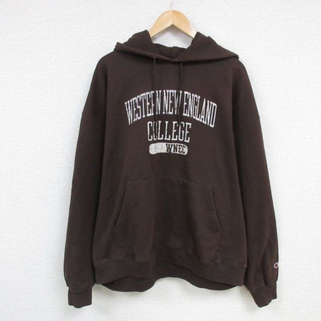 XL★古着 チャンピオン Champion 長袖 スウェット パーカー メンズ 00年代 00s ウェスタン ニューイングランド カレッジ 大きいサイズ 茶 ブラウン 25feb08 中古 スエット トレーナー トップス