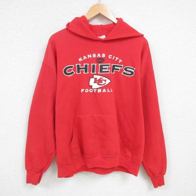 XL★古着 リー Lee 長袖 スウェット パーカー メンズ 00年代 00s NFL カンザスシティチーフス 大きいサイズ 赤 レッド アメフト スーパーボウル 25feb08 中古 スエット トレーナー トップス