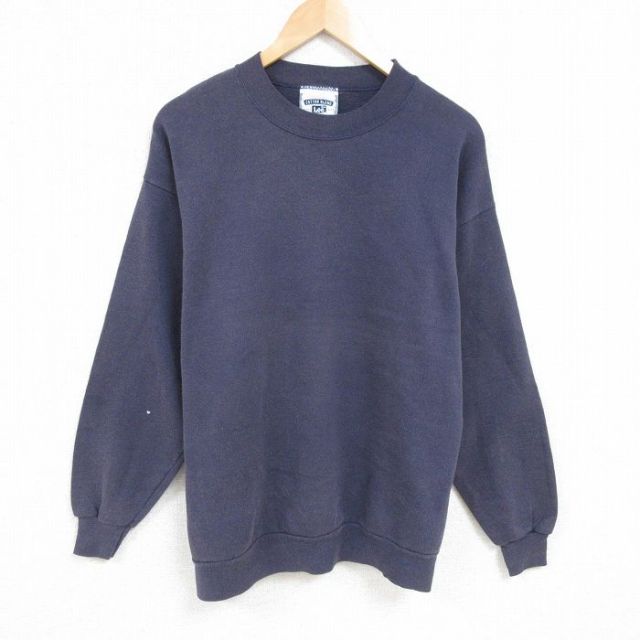 XL★古着 リー Lee 長袖 スウェット メンズ 00年代 00s 無地 クルーネック 紺 ネイビー 25feb07 中古 スエット トレーナー トップス