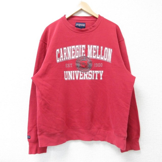 【50%OFF】L★古着 ジャンスポーツ 長袖 スウェット メンズ 00年代 00s CARNEGIE MELLON カレッジ クルーネック 赤 レッド 25feb08 中古 スエット トレーナー トップス