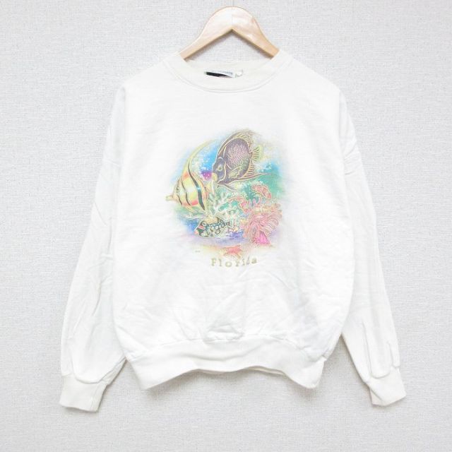 長袖スウェット 魚 ホワイト XL | 古着