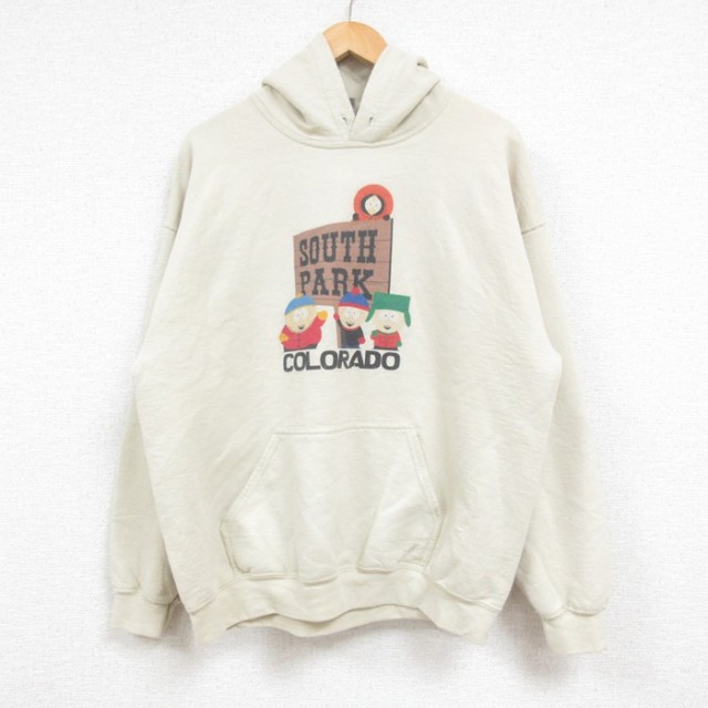 L★古着 長袖 スウェット パーカー メンズ サウスパーク ベージュ カーキ 25feb13 中古 スエット トレーナー トップス