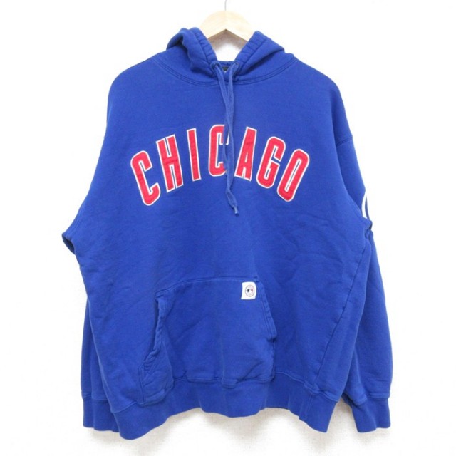 XL★古着 長袖 スウェット パーカー メンズ MLB シカゴカブス 青 ブルー メジャーリーグ ベースボール 野球 25feb13 中古 スエット トレーナー トップス
