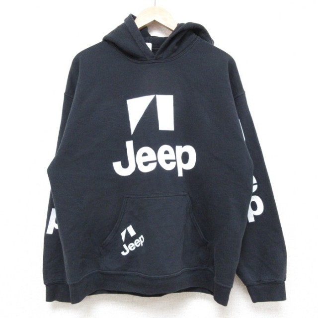 L★古着 長袖 スウェット パーカー メンズ ジープ 黒 ブラック 25feb13 中古 スエット トレーナー トップス