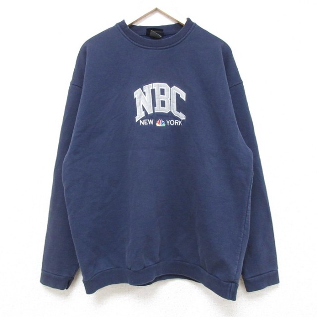 【50%OFF】XL★古着 長袖 スウェット メンズ 00年代 00s NBC ニューヨーク クルーネック カナダ製 紺 ネイビー 25feb13 中古 スエット トレーナー トップス
