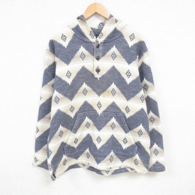 XL★古着 ペンドルトン PENDLETON 長袖 スウェット パーカー メンズ 00年代 00s ラグ柄 総柄 コットン 薄茶他 ブラウン 25feb14 中古 スエット トレーナー トップス