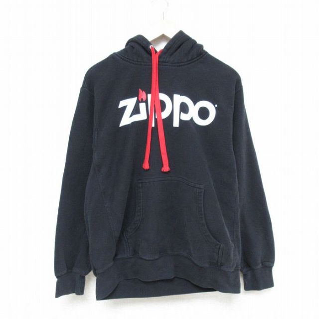 L★古着 MVスポーツ 長袖 スウェット パーカー メンズ 00年代 00s zippo ジッポー 黒 ブラック 25feb14 中古 スエット トレーナー トップス