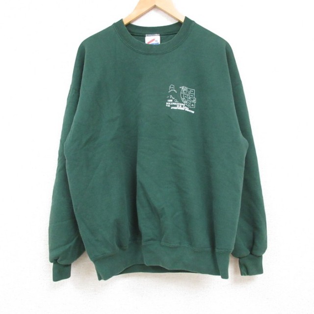 L★古着 ジャージーズ 長袖 スウェット メンズ 90年代 90s BOILERMAKERS クルーネック USA製 緑 グリーン 25feb15 中古 スエット トレーナー トップス