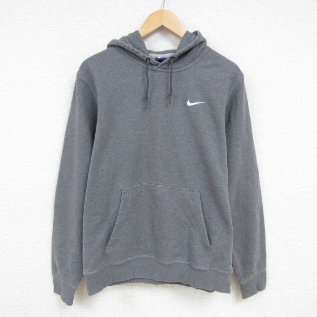 L★古着 ナイキ NIKE 長袖 スウェット パーカー メンズ ワンポイントロゴ グレー 霜降り 25feb17 中古 スエット トレーナー トップス