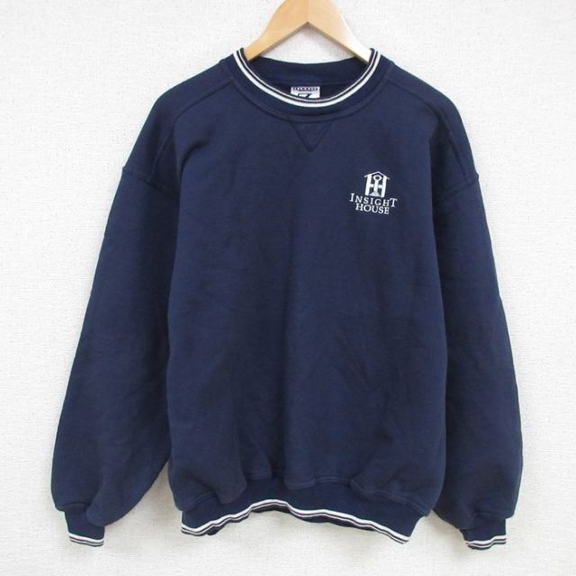 【50%OFF】XL★古着 ジャージーズ 長袖 スウェット メンズ 00年代 00s 家 クルーネック 紺 ネイビー 25feb17 中古 スエット トレーナー トップス