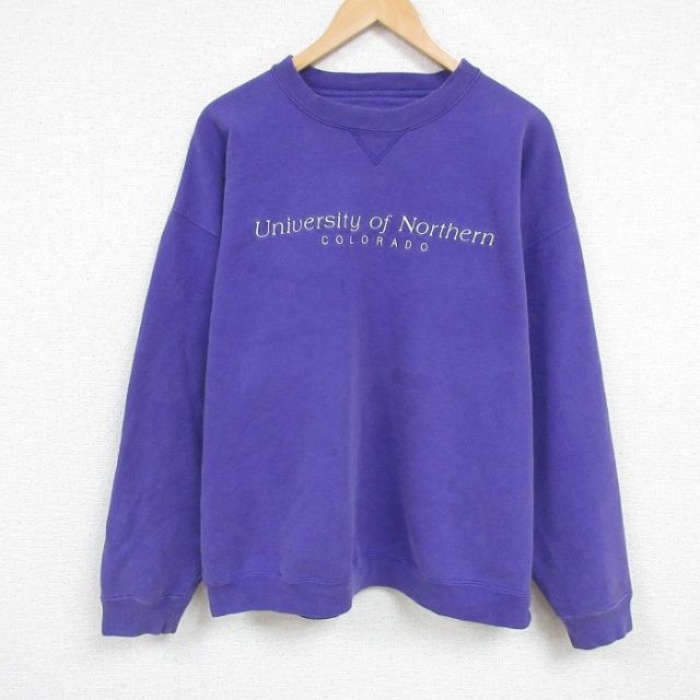 【50%OFF】XL★古着 長袖 スウェット メンズ 90年代 90s Northern 大学 コロラド 大きいサイズ クルーネック 紫 パープル 25feb17 中古 スエット トレーナー トップス