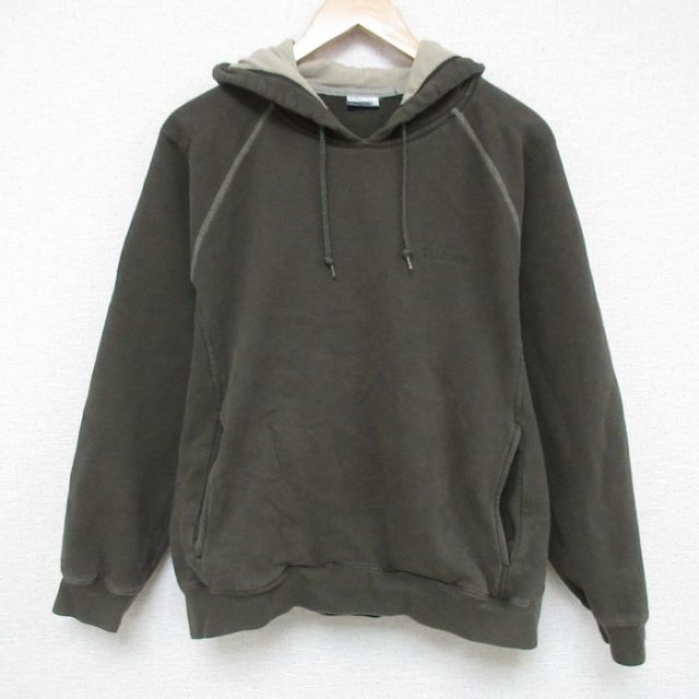 L★古着 コロンビア COLUMBIA Columbia 長袖 スウェット パーカー メンズ 00年代 00s ワンポイントロゴ ラグラン 濃緑 グリーン 25feb17 中古 スエット トレーナー トップス