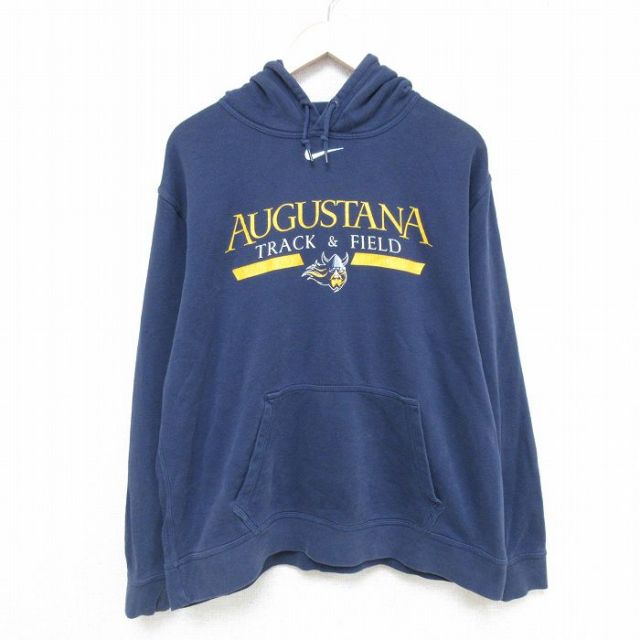 【50%OFF】XL★古着 ナイキ NIKE 長袖 スウェット パーカー メンズ 00年代 00s オーガスターナ 紺 ネイビー 25feb18 中古 スエット トレーナー トップス