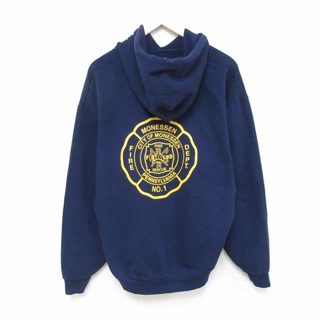 L★古着 ジャージーズ 長袖 スウェット パーカー メンズ 00年代 00s ペンシルベニア 消防署 紺 ネイビー 25feb18 中古 スエット トレーナー トップス