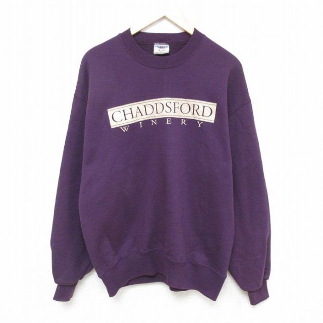 L★古着 ジャージーズ 長袖 スウェット メンズ 90年代 90s チャッズフォード クルーネック USA製 紫 パープル 25feb18 中古 スエット トレーナー トップス