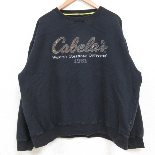 XL★古着 カベラス 長袖 スウェット メンズ ビッグロゴ 大きいサイズ クルーネック 黒 ブラック 25feb19 中古 スエット トレーナー トップス