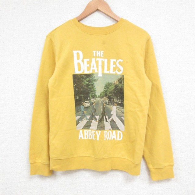 S★古着 長袖 ロック バンド スウェット メンズ ビートルズ The Beatles クルーネック 黄 イエロー 25feb19 中古 スエット トレーナー トップス