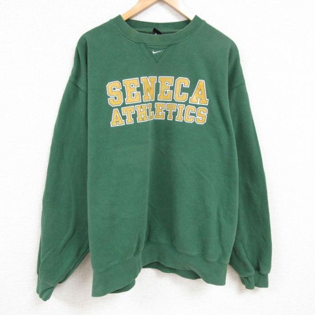 XL★古着 ナイキ NIKE 長袖 スウェット メンズ 00年代 00s セネカ 大きいサイズ クルーネック 緑 グリーン 25feb19 中古 スエット トレーナー トップス