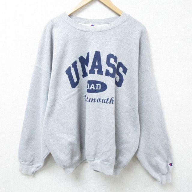 XL★古着 チャンピオン Champion 長袖 スウェット メンズ 90年代 90s UMASS 大きいサイズ クルーネック グレー 霜降り 25feb20 中古 スエット トレーナー トップス