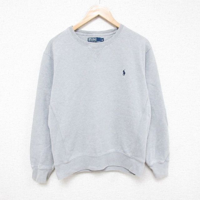 L★古着 ラルフローレン Ralph Lauren 長袖 スウェット メンズ 90年代 90s ワンポイントロゴ クルーネック グレー 霜降り 25feb21 中古 スエット トレーナー トップス