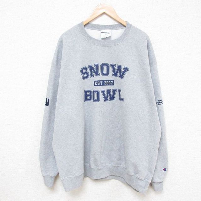 XL★古着 チャンピオン Champion 長袖 スウェット メンズ ニュージャージー 大きいサイズ クルーネック グレー 霜降り 25feb21 中古 スエット トレーナー トップス