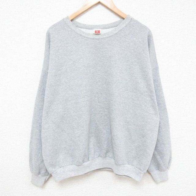 【50%OFF】XL★古着 ヘインズ Hanes 長袖 スウェット メンズ 00年代 00s 無地 大きいサイズ クルーネック グレー 霜降り 25feb21 中古 スエット トレーナー トップス