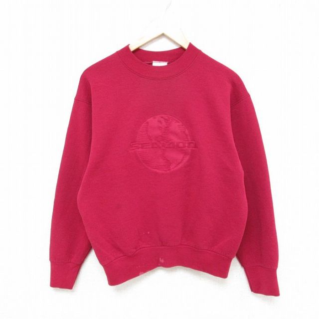 90s 長袖スウェット 地球 レッド M | 古着