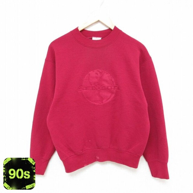 90s 長袖スウェット 地球 レッド M | 古着