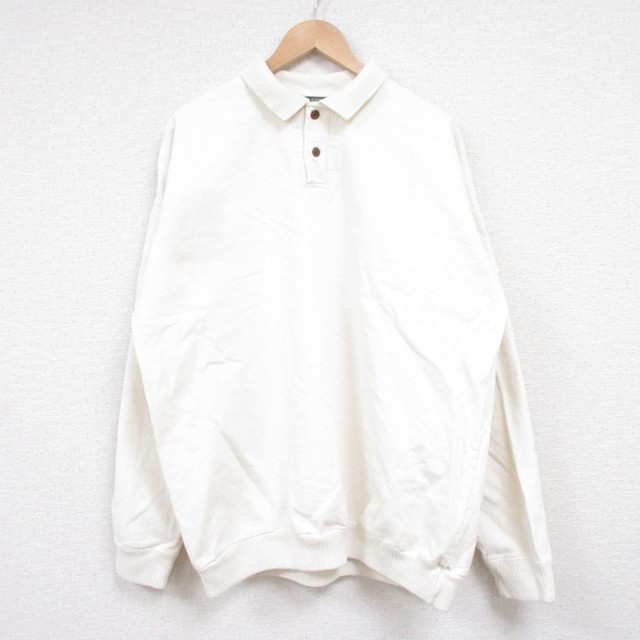 XL★古着 オービス ORVIS 長袖 トップス メンズ 90年代 90s 無地 コットン 襟付き 生成り 25feb21 中古 スエット トレーナー