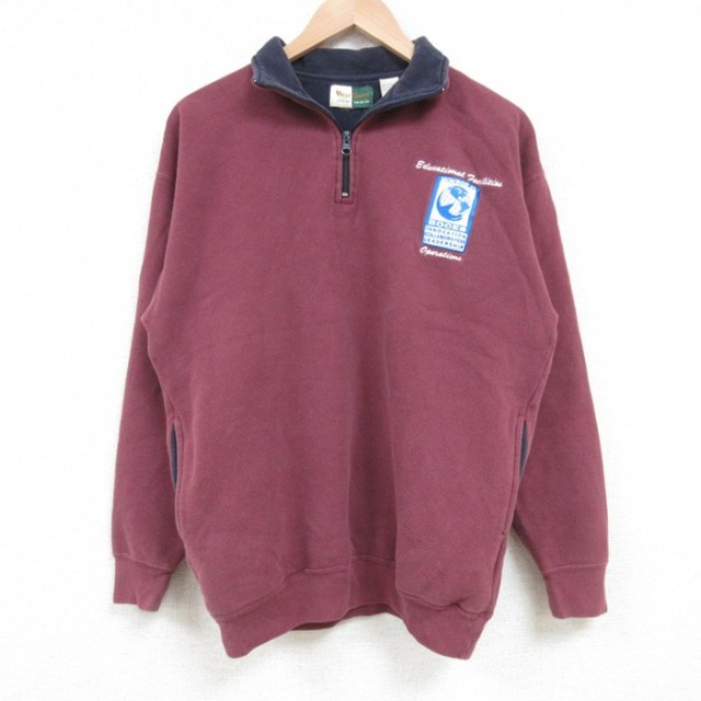 M★古着 Wear Guard 長袖 ハーフジップ スウェット メンズ 00年代 00s Operations エンジ 25feb21 中古 スエット トレーナー トップス