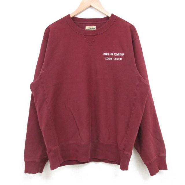 L★古着 Wear Guard 長袖 スウェット メンズ 00年代 00s ハミルトン クルーネック エンジ 25feb21 中古 スエット トレーナー トップス