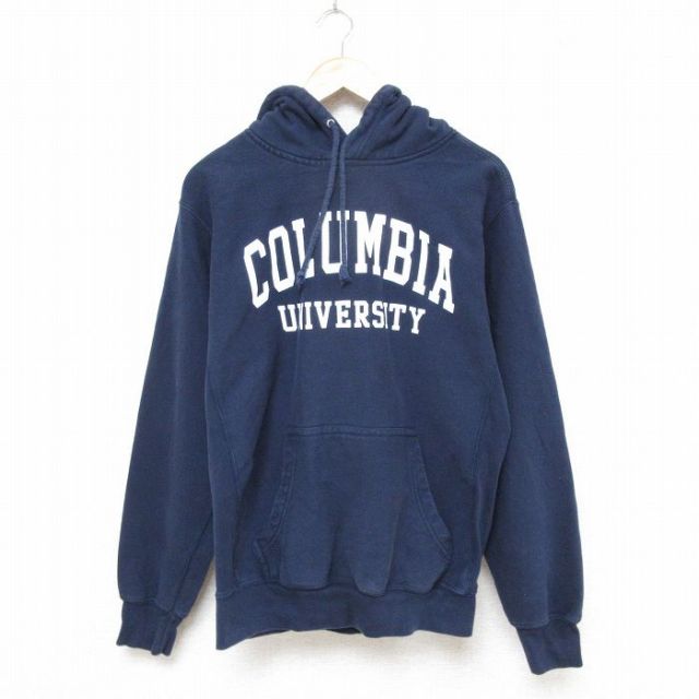 M★古着 MVスポーツ 長袖 スウェット パーカー メンズ 00年代 00s コロンビア COLUMBIA 大学 紺 ネイビー 25feb22 中古 スエット トレーナー トップス