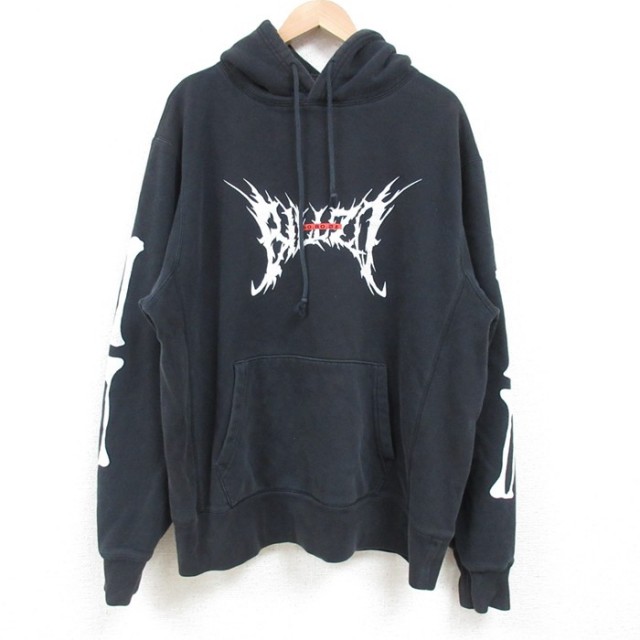 XL★古着 長袖 スウェット パーカー メンズ 黒 ブラック 25feb22 中古 スエット トレーナー トップス