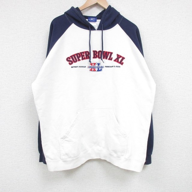 【50%OFF】リーボック 00s ラグランパーカー SUPER BOWL ホワイト XL | 古着