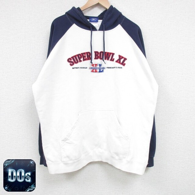 リーボック 00s ラグランパーカー SUPER BOWL ホワイト XL | 古着