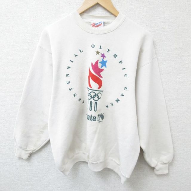 ヘインズ 90s 長袖スウェット アトランタオリンピック ホワイト M | 古着