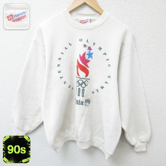 ヘインズ 90s 長袖スウェット アトランタオリンピック ホワイト M | 古着