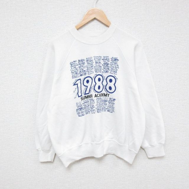 L★古着 長袖 スウェット メンズ 80年代 80s スヌーピー SNOOPY ラグラン クルーネック 白 ホワイト 【spe】 25feb25 中古 スエット トレーナー トップス