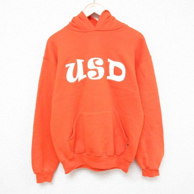 M★古着 ラッセル 長袖 スウェット パーカー メンズ 00年代 00s USD オレンジ 25feb25 中古 スエット トレーナー トップス