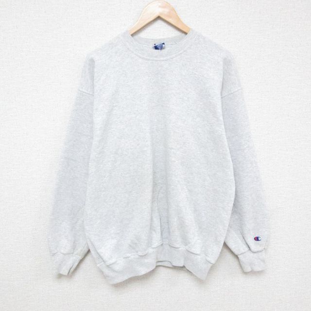 L★古着 チャンピオン Champion 長袖 スウェット メンズ 90年代 90s 無地 クルーネック グレー 霜降り 25feb25 中古 スエット トレーナー トップス