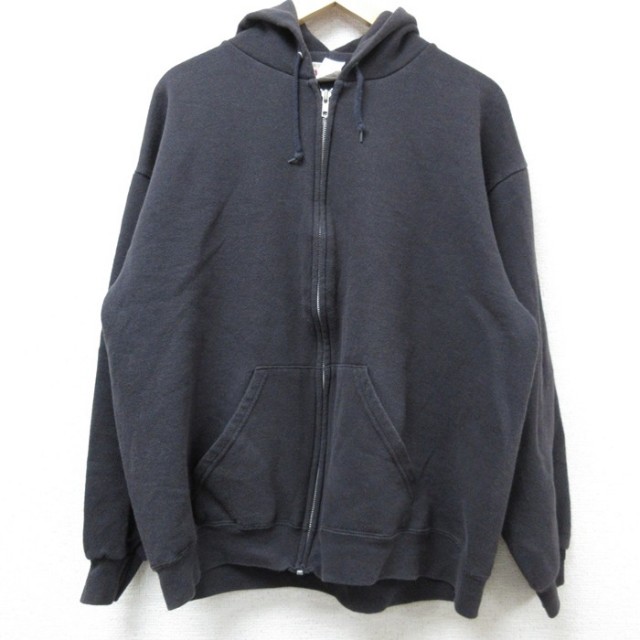 L★古着 リー Lee 長袖 フルジップ スウェット パーカー メンズ 00年代 00s 無地 黒 ブラック 25feb25 中古 スエット トレーナー トップス