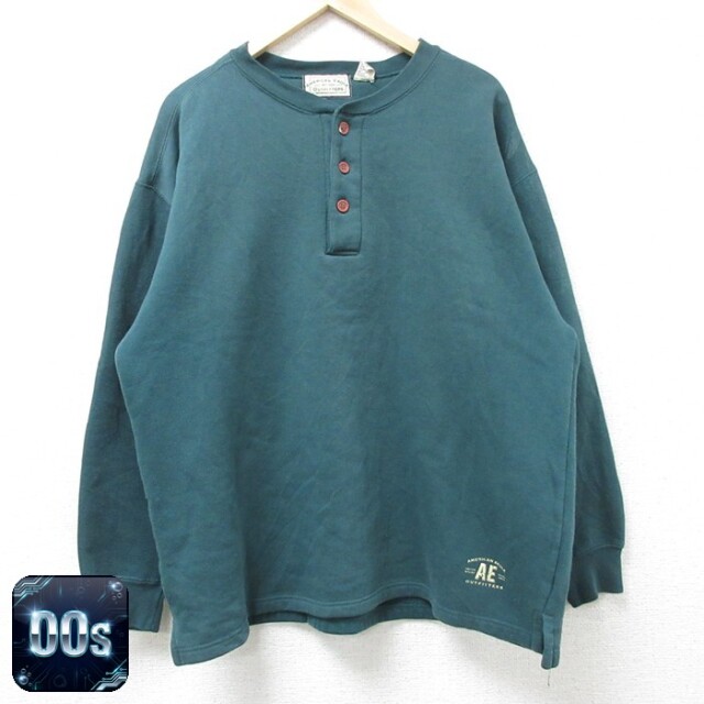 【50%OFF】アメリカンイーグル 00s 長袖スウェット ワンポイントロゴ グリーン L | 古着